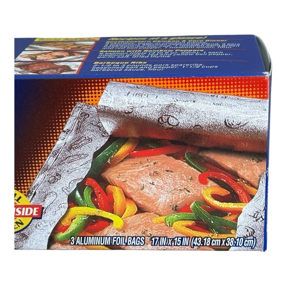 Reynolds Hot Bags Aluminum 3 Foil Bags Large Size Extra Heavy 5/6 Servings NOS